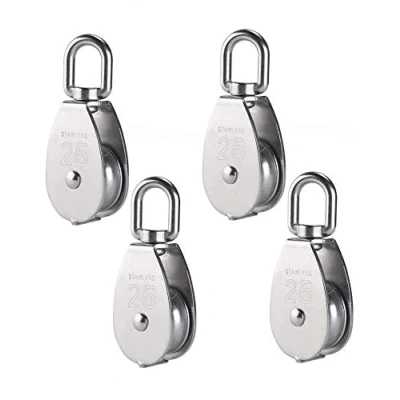 Imagen de XLKJ 4 Pcs Poleas de Bloque, Polea Bloque Acero Inoxidable, Rodillo Alta Resistencia para Cuerda, Carga Máquinas, 25mm