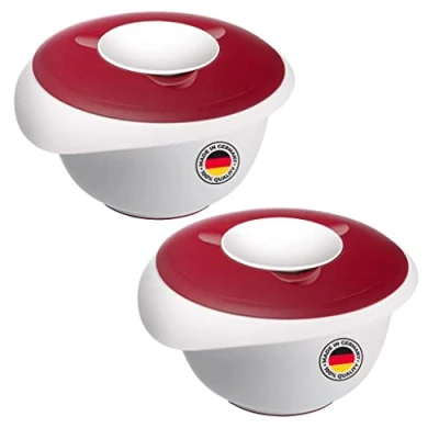 Imagen de Westmark 315522E3 Juego de 2 cuencos con tapa dividida (3,5 L, vertedor, plástico, color blanco y rojo)