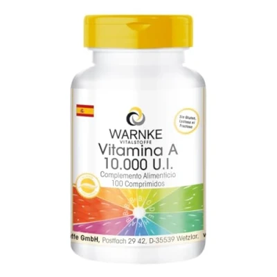 Imagen de Vitamina A 10.000 U.I. Retinol en cápsulas Vegano 100 Comprimidos Warnke Vitalstoffe Calidad de farmacia alemana
