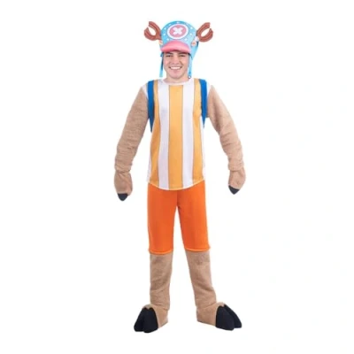 Imagen de My Other Me Disfraz Chopper One Piece Adulto, talla M. Incluye sombrero con cuernos, mochila, camiseta naranja y blanca pantalón corto cubrebotas pezuña, tela cómoda. Para Cosplay