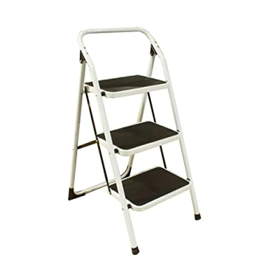 Imagen de Escalera 3 peldaños Extra Anchos, Taburete Plegable, y Patas Antideslizantes