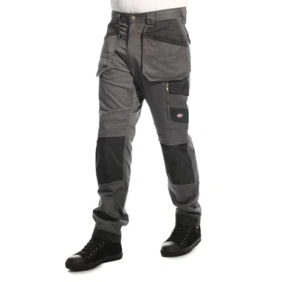 Imagen de Lee Cooper LCPNT245 Funda para ropa de trabajo hombre Multi Bolsillo con bolsillos rodilleras Pantalones cargo elásticos, gris, 34W (pierna normal)