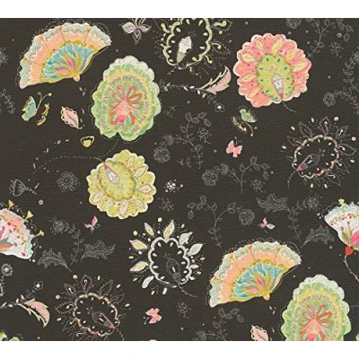 Imagen de Livingwalls House of Turnowsky 388992 Papel pintado no tejido, 10,05 m x 0,53 m, diseño floral, color negro