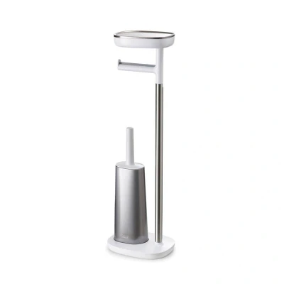 Imagen de Joseph EasyStore Plus Baño Portarrollos de Papel Higiénico Pie con Escobilla para Inodoro Flex Bandeja Móvil Acero Inoxidable