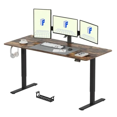 Imagen de FLEXISPOT Escritorio Eléctrico Ajustable en Altura con Tablero Blanca 140x60cm, Standing Desk para Computadora Gancho, Función de Memoria, Oficina y Dormitorio