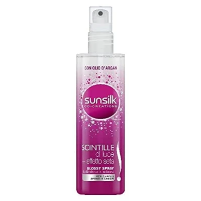 Imagen de Sunsilk, Acquaspray Chispas de luz, en spray, brillo instantáneo, desenredante para el cabello con aceite argán, contrarresta efecto encrespado, aporta cabellos luminosos, 200 ml