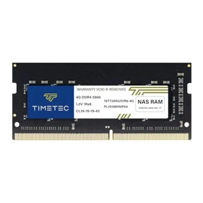 Imagen de Timetec Hynix IC DDR3L 1866 MHz PC3 14900 sin búfer, ECC, 1.35 V CL13 de un Solo Rango 204 Pines SODIMM (Synology 4GB 2666MHz)