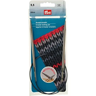 Imagen de Prym Rundstricknadeln MS 60 cm 5,50 mm silberfarbig Agujas Redondas, Latón, Plateado, 5,5