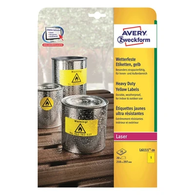 Imagen de Avery España L6111 20. Caja de 20 etiquetas amarillo fluorescentes poliéster