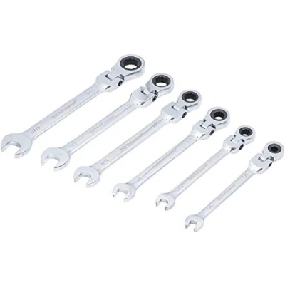 Imagen de BGS Diy 30005 Juego de llaves combinadas con carraca cabeza flexible pulgadas 1/4&quot; 9/16&quot; 6 piezas