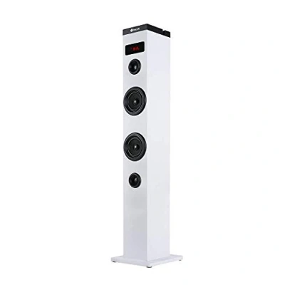 Imagen de NGS Sky Charm White Torre de Sonido Bluetooth 50W con Mando a Distancia, Entrada Óptica, USB, Radio FM y AUX IN (Color Blanco)