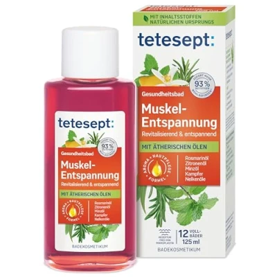 Imagen de Tetesept baño de relajación muscular, saludable con aceites esenciales, aditivo relajante después del esfuerzo físico 125 ml