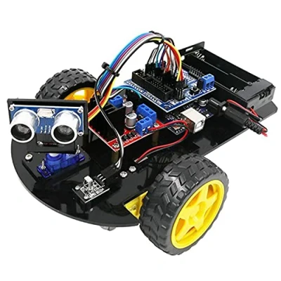 Imagen de AZDelivery Robot Inteligente de Seguimiento 2wd Kit DIY Aprendizaje Coche Módulo Sensor Ultrasónico Control Remoto Infrarrojo Starter Kitcon E Book Incluido!