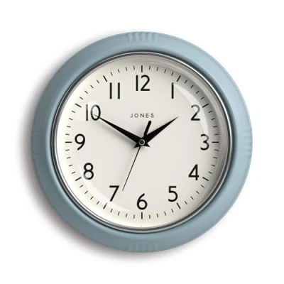 Imagen de JONES CLOCKS Reloj Ketchup Retro de Pared con Caso Colores, Cocina del hogar Comedor Oficina 25cm (Azul Claro)