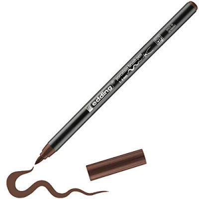Imagen de edding 4200 rotulador con punta de pincel para porcelana marrón 1 4 mm pintar y decorar cerámica tinta resistente a la luz lavavajillas, secado rápido