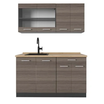 Imagen de Vicco Cocina versátil &quot;R Line&quot;, Gris noble/antracita, 140 cm , ET Roble