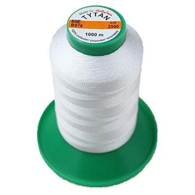 Imagen de hilo de coser TYTAN 60 E, 100% poliéster, cuero (1000 metros), juego (blanco 2500)