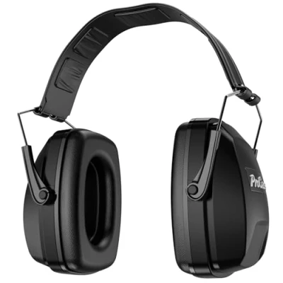 Imagen de Procase Orejeras Profesionales de Reducción Ruido, SNR 34 dB Cascos Ajustables Antiruidos para Disparos, con Bloqueo Sonido Caza, Maquinaria Construcción, Trabajo, Siega Negro