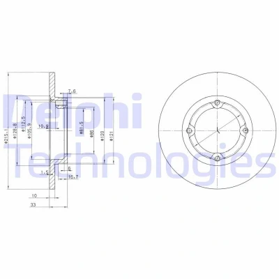 Imagen de DELPHI BG2400 Disco de freno 215 10 4 macizo aceitado sin procesar cojinete rueda, anillo sensor ABS DAEWOO: Tico