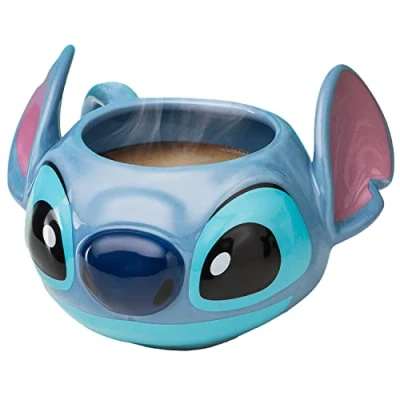 Imagen de taza con forma de Stitch Producto oficial Disney, café cerámica pintada a mano Lilo &amp; 450ml (15 oz)