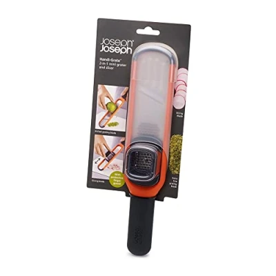 Imagen de Joseph Handi Grate Rallador y Cortador Mini 2 en 1, Cuchillas de Acero Inoxidable Afiladas para Rallar Cortar, Naranja
