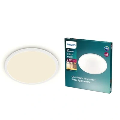 Imagen de Philips Plafón Superslim, lámpara LED de techo funcional, color blanco, luz blanca cálida regulable, 27K 22W