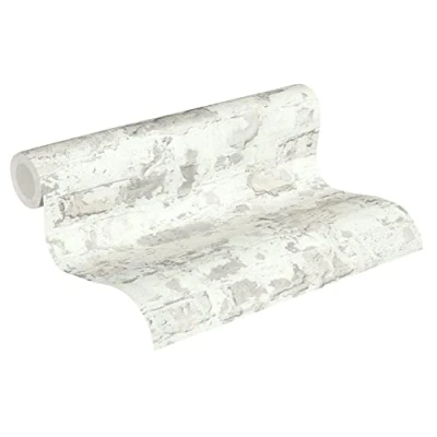 Imagen de Papel pintado Efecto Piedra Elements A.S. Création tejido no 10.05 m x 0.53 Gris Blanco Fabricado en Alemania 369293 36929 3