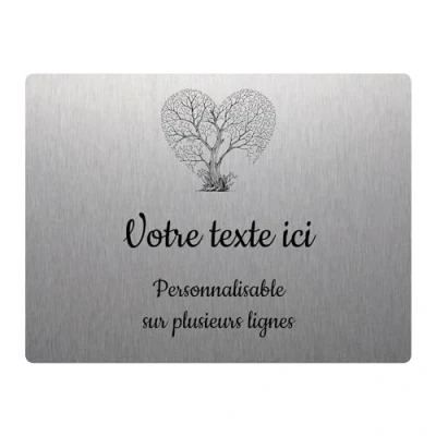 Imagen de Placa grabada funeraria, diseño de árbol cosa, autoadhesiva, 20 x 15 cm, personalizada, 1 a 3 líneas, aluminio cepillado