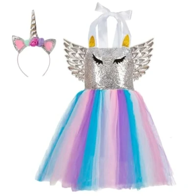 Imagen de Dress Up America Disfraz de unicornio para niñas vestido fiesta juegos rol tutu mágico y diadema