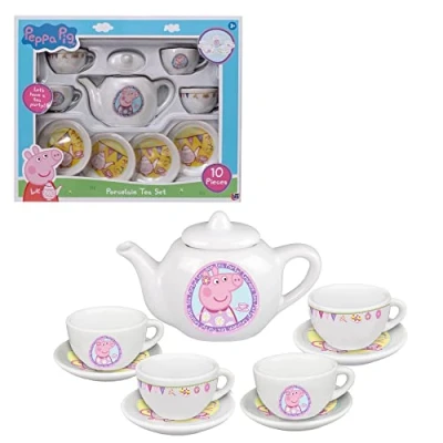 Imagen de Peppa&#039;s Porcelain Tea Set, Peppa Pig Roleplay, includes Teapot with Lid, Cups &amp; Saucers For Ages 3+
