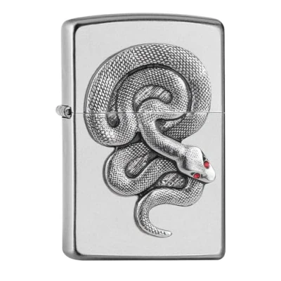 Imagen de ZIPPO Serpiente, Emblema, Cromo Satinado Encendedor tormenta, Recargable, en una Caja para Regalo