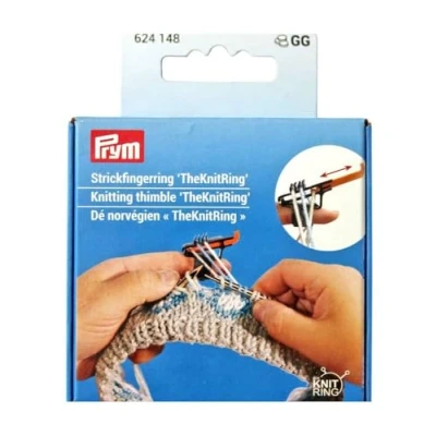 Imagen de Prym 624148 60% Plástico/40% Elastómero Termoplástico &quot;TheKnitRing&quot; Tejido de Punto Dedal, Negro/Naranja, 60mm x 50mm 25mm