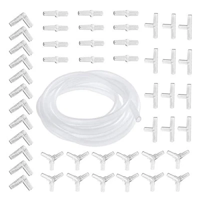 Imagen de Kingrun 48 Piezas de Conector Aire para Acuario y T L I + 5M 4 x 6mm Suave Manguera Bomba Acuario, Juego Accesorios Pecera