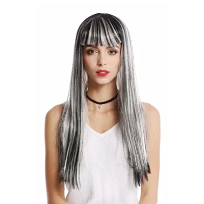 Imagen de WIG ME UP 90770 ZA68C+ZA103 Peluca Mujer Halloween Carnaval Gris Liso Largo Flequillo Disco Alien Hada Bruja