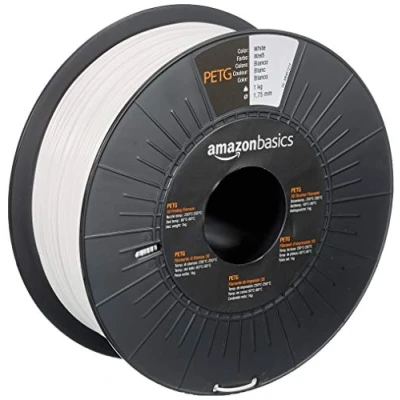 Imagen de Amazon Basics Filamento para impresora 3D, tereftalato de polietileno (PETG), 1.75 mm, cinta 1 kg, blanco
