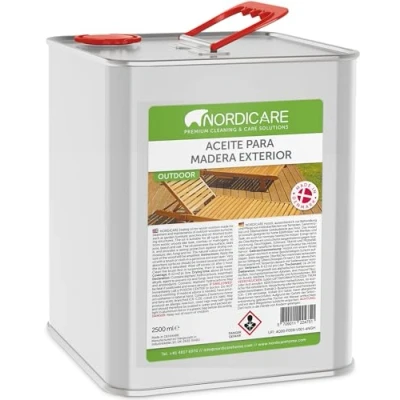 Imagen de Nordicare Aceite para madera exterior [2,5L] teca, roble, acacia o alerce la protección de en exteriores teca muebles jardín
