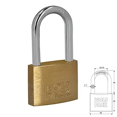 Imagen de WOLFPACK LINEA PROFESIONAL Candado Laton Arco Largo 50 mm.