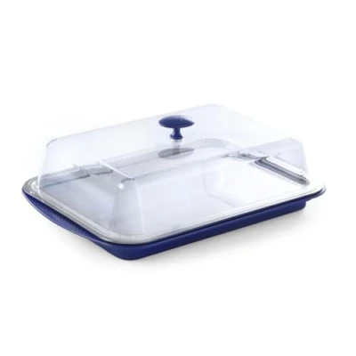 Imagen de HENDI Vitrina expositora refrigerada, mostrador para Buffets, Conjunto exhibidor climatizado con Cubierta Transparente, 2 Bloques refrigerantes y Bandeja, 430x290x(H) 150mm, poliestireno,Acero INOX