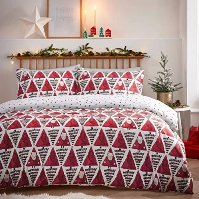 Imagen de furn. Hide and Seek Santa King Juego de Funda edredón algodón, poliéster, Color Rojo