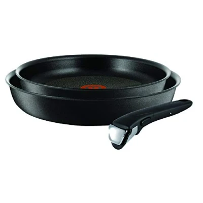 Imagen de TEFAL Ingenio Ultimate L7649253 Juego de sartenes (24 28 cm), revestimiento antiadherente, mango extraíble, distribución uniforme del calor, color negro