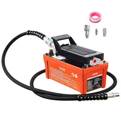 Imagen de VEVOR Bomba de Aire Hidráulica 10.000 PSI Salida Aceite NPT 3/8&quot; Entrada 1/4&quot; Pedal Tubo 2 m Accionada por Pie Naranja
