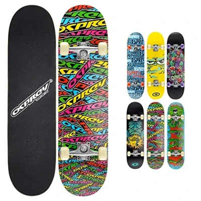 Imagen de Osprey Skateboard Double Kick Pro. Monopatín infantil doble patada, plataforma 79cm de arce, ideal para niños principiantes y jóvenes avanzados. Skate Freestyle cóncavo, rodamientos ABEC 5. 6 modelos.