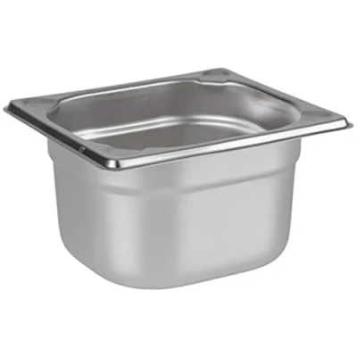 Imagen de APS 81604 Recipiente GN 1/6, acero inoxidable Gastronorm, dimensiones 176 x 162 mm/altura 100 mm/volumen 1,6 litros