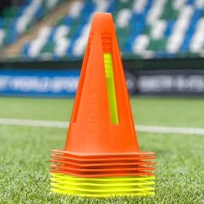 Imagen de FORZA Conos Flexibles [Paquete de 10] Entrenamiento ultrarresistentes para Mejorar y diversificar Las sesiones en múltiples Deportes. (Amarillo + Naranja)