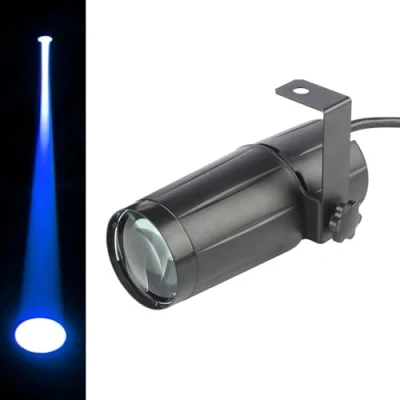 Imagen de Pinspot Lámpara LED con efecto DJ, 3 W, color azul, para fiestas, clubes, bares, escenarios, colgar luces de escenario DJ