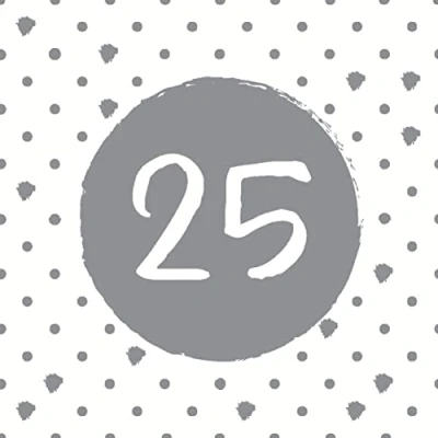 Imagen de 20 servilletas número 25 en círculo plateado, boda plateada, cumpleaños, aniversario, decoración de mesa, decoupage, técnica servilletas, 33 x cm