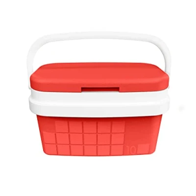 Imagen de COM FORT HOUSE Nevera Portátil con Asa Rígida Porta Alimentos para Camping, Playa, Acampada Color Rojo Capacidad 10L