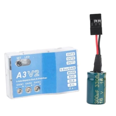 Imagen de Jadeshay Controlador de Vuelo RC, F50A Estabilizador Avión RC 3 Ejes A3 V2 para Equilibrio Giroscopio ala Fija RC,con Cable Extension Servo