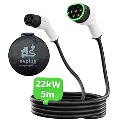 Imagen de EVPLUG® Cable de Carga para Coches Eléctricos EV PHEV (Tipo 2 Tipo 5m, 22kW 32A)