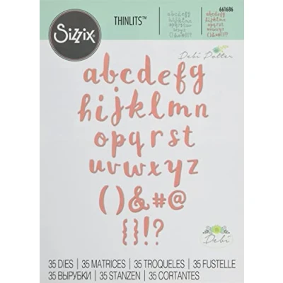 Imagen de Sizzix Thinlits Troqueles 38PK Abecedario en minúsculas caligrafía de pincel